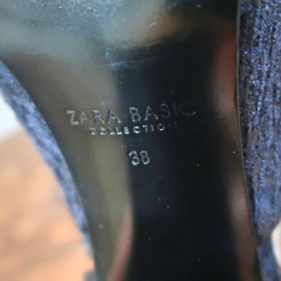 Zara Block Tapestry Heels Sandals 8 - Picture 10 of 11